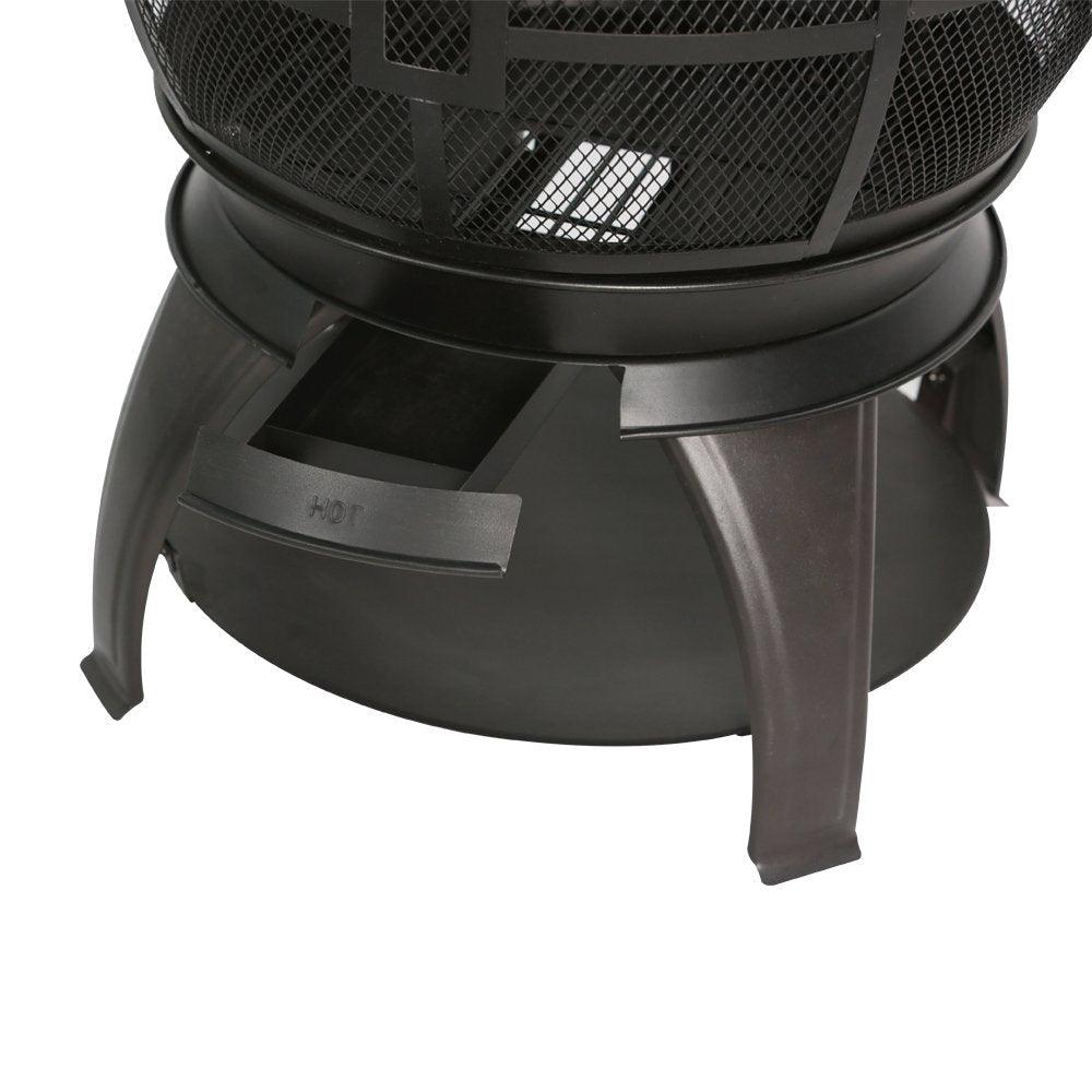 BALI OUTDOORS Chimenea Outdoor Fireplace Wooden Fire Pit, Brown-Black