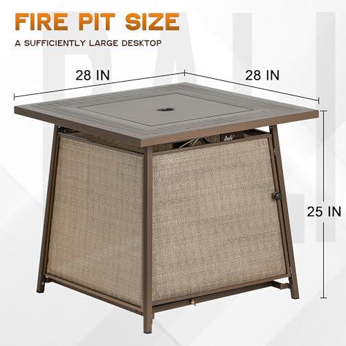 BALI OUTDOORS FirePit Propane Gas Fire Pit Table, 28Inch Square Fire Table 50,000BTU with Cover Lid & Blue Fire Glass for Outside Backyard Deck Patio