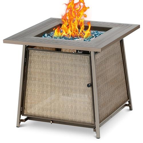 BALI OUTDOORS FirePit Propane Gas Fire Pit Table, 28Inch Square Fire Table 50,000BTU with Cover Lid & Blue Fire Glass for Outside Backyard Deck Patio