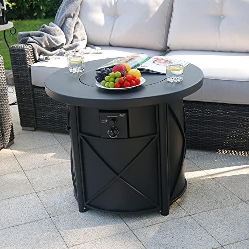 BALI OUTDOORS Propane Fire Pit Table Gas Firepit 30 Inch 50,000 BTU with Fire Glass Cover Lid for Patio, Garden, Backyard and Porch