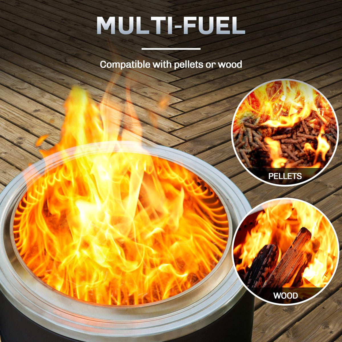BALI OUTDOORS Smokeless Fire Pit Wood Burning Pellet Firepits with Ash Pan, 22inch Portable Fire Pit Low Smoke Bonfire Fire Pit for Outside Picnic Camping Patio Backyard