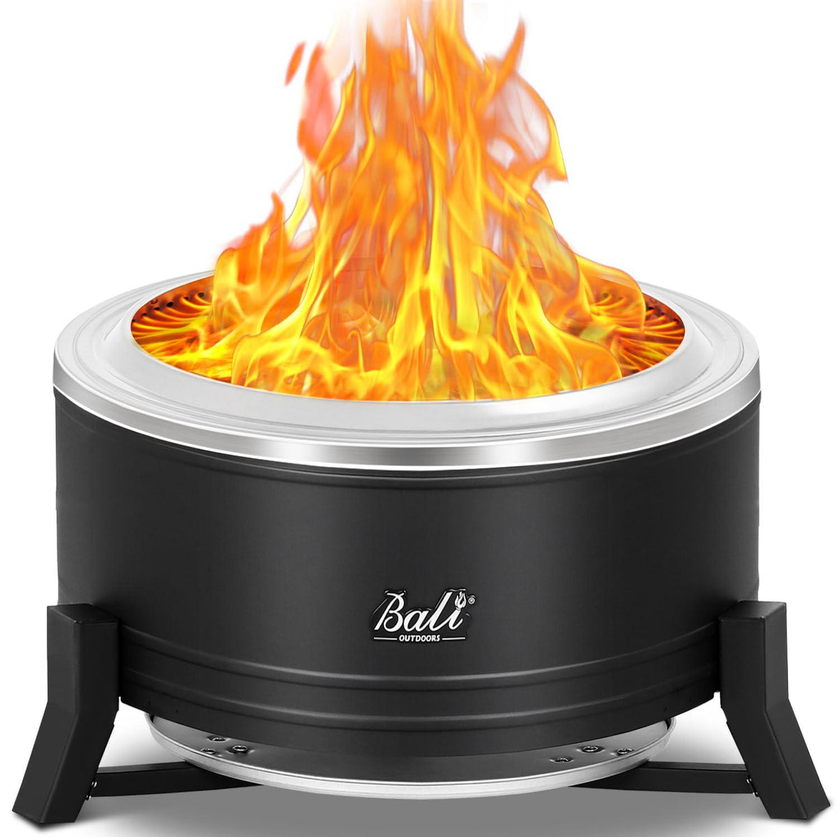 BALI OUTDOORS Smokeless Fire Pit Wood Burning Pellet Firepits with Ash Pan, 22inch Portable Fire Pit Low Smoke Bonfire Fire Pit for Outside Picnic Camping Patio Backyard