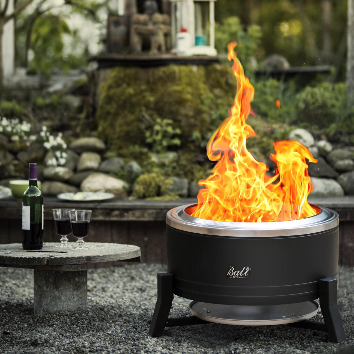 BALI OUTDOORS Smokeless Fire Pit Wood Burning Pellet Firepits with Ash Pan, 22inch Portable Fire Pit Low Smoke Bonfire Fire Pit for Outside Picnic Camping Patio Backyard
