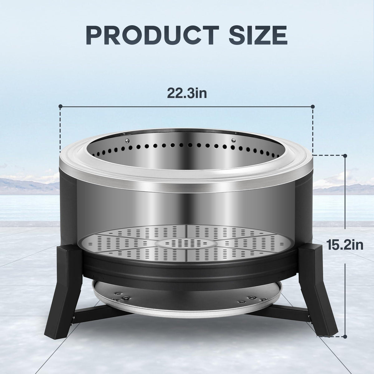 BALI OUTDOORS Smokeless Fire Pit Wood Burning Pellet Firepits with Ash Pan, 22inch Portable Fire Pit Low Smoke Bonfire Fire Pit for Outside Picnic Camping Patio Backyard