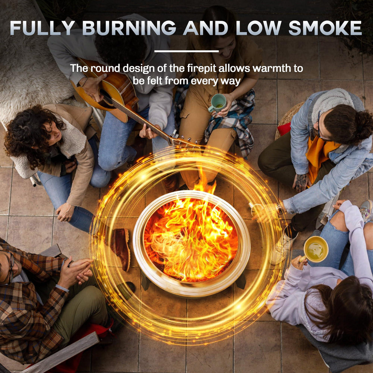 BALI OUTDOORS Smokeless Fire Pit Wood Burning Pellet Firepits with Ash Pan, 22inch Portable Fire Pit Low Smoke Bonfire Fire Pit for Outside Picnic Camping Patio Backyard