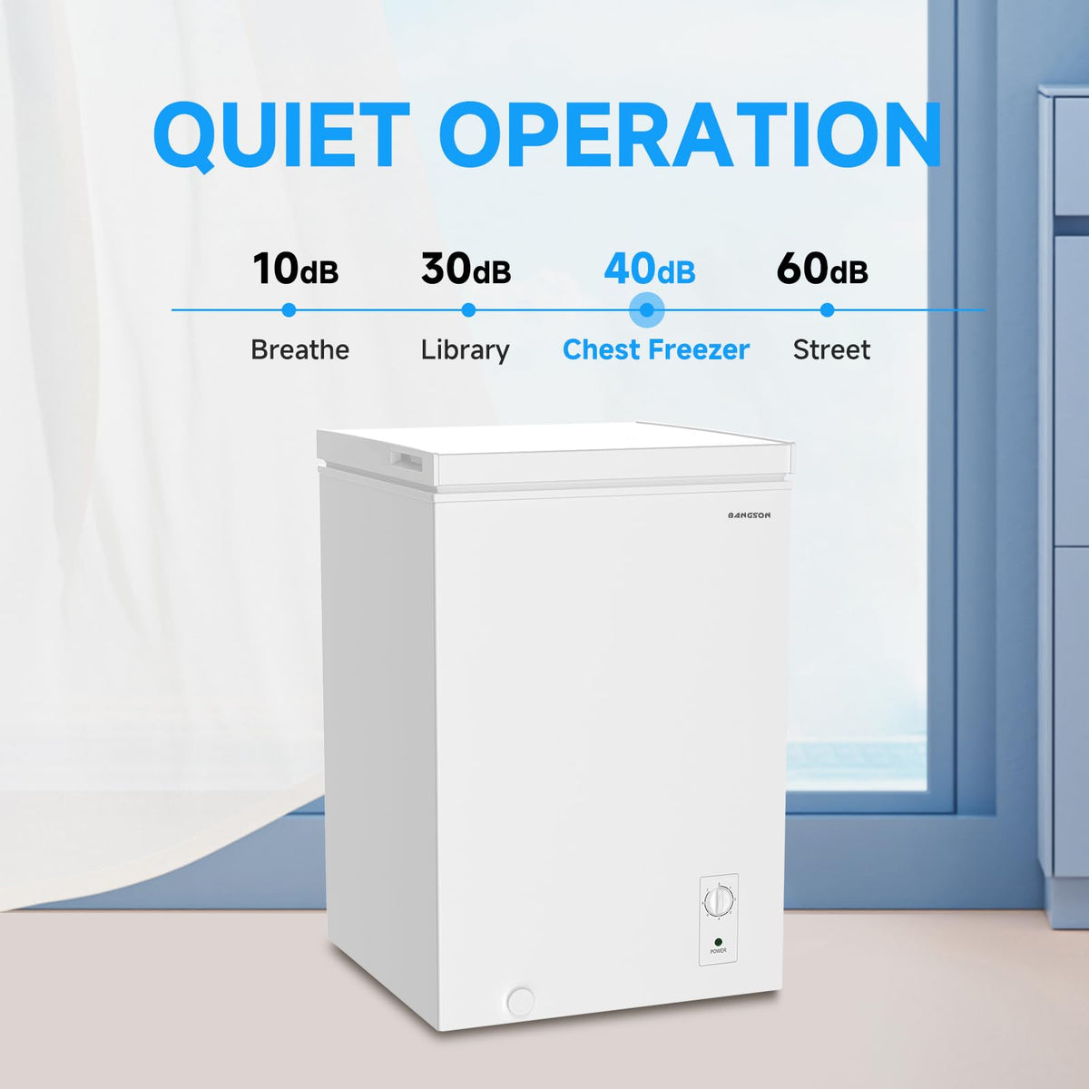 BANGSON Chest Freezer,3.5 Cu.Ft Freezer With Removable Basket,Adjustable Temperature Deep Freezer for Home/Dorms/Apartment/Office