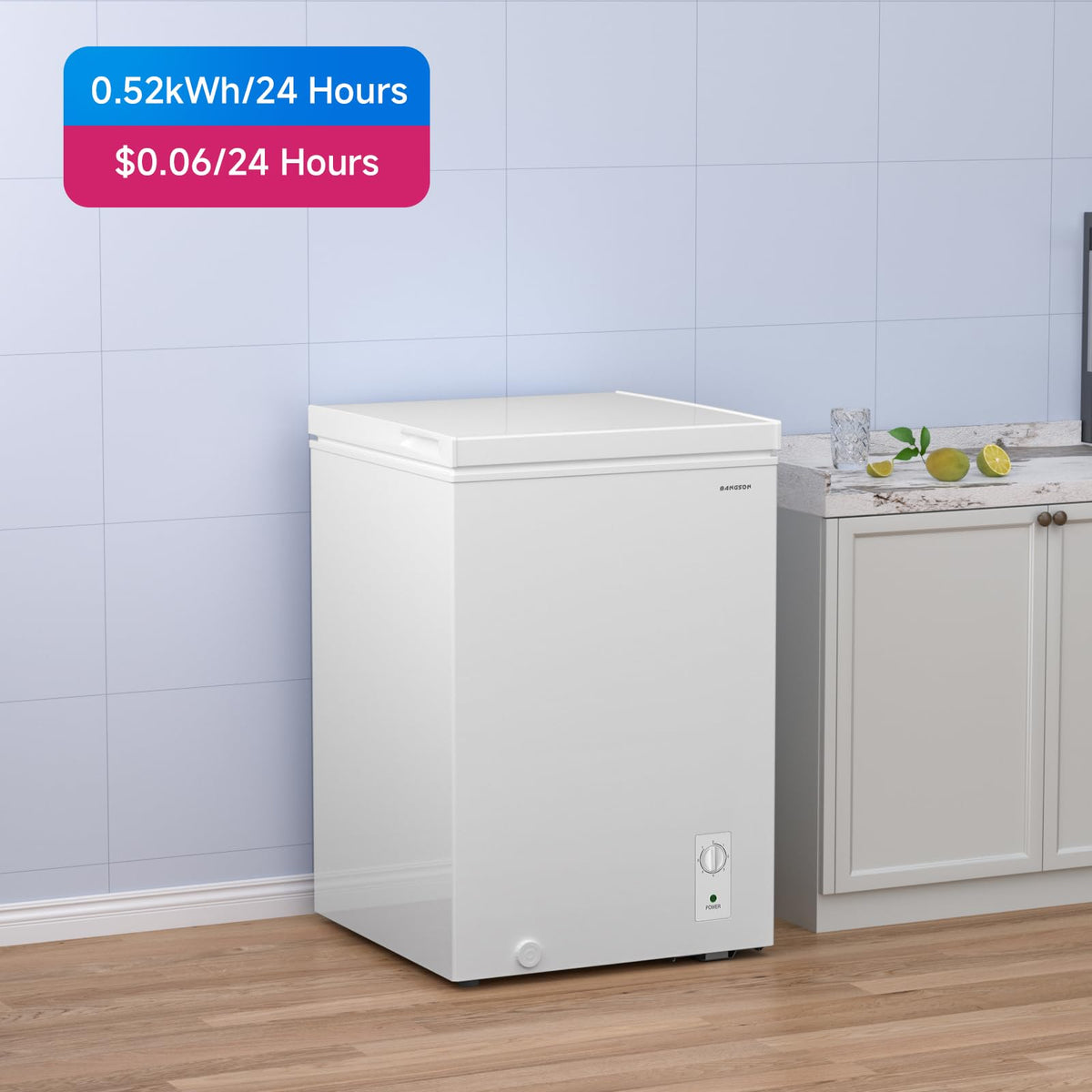BANGSON Chest Freezer,3.5 Cu.Ft Freezer With Removable Basket,Adjustable Temperature Deep Freezer for Home/Dorms/Apartment/Office