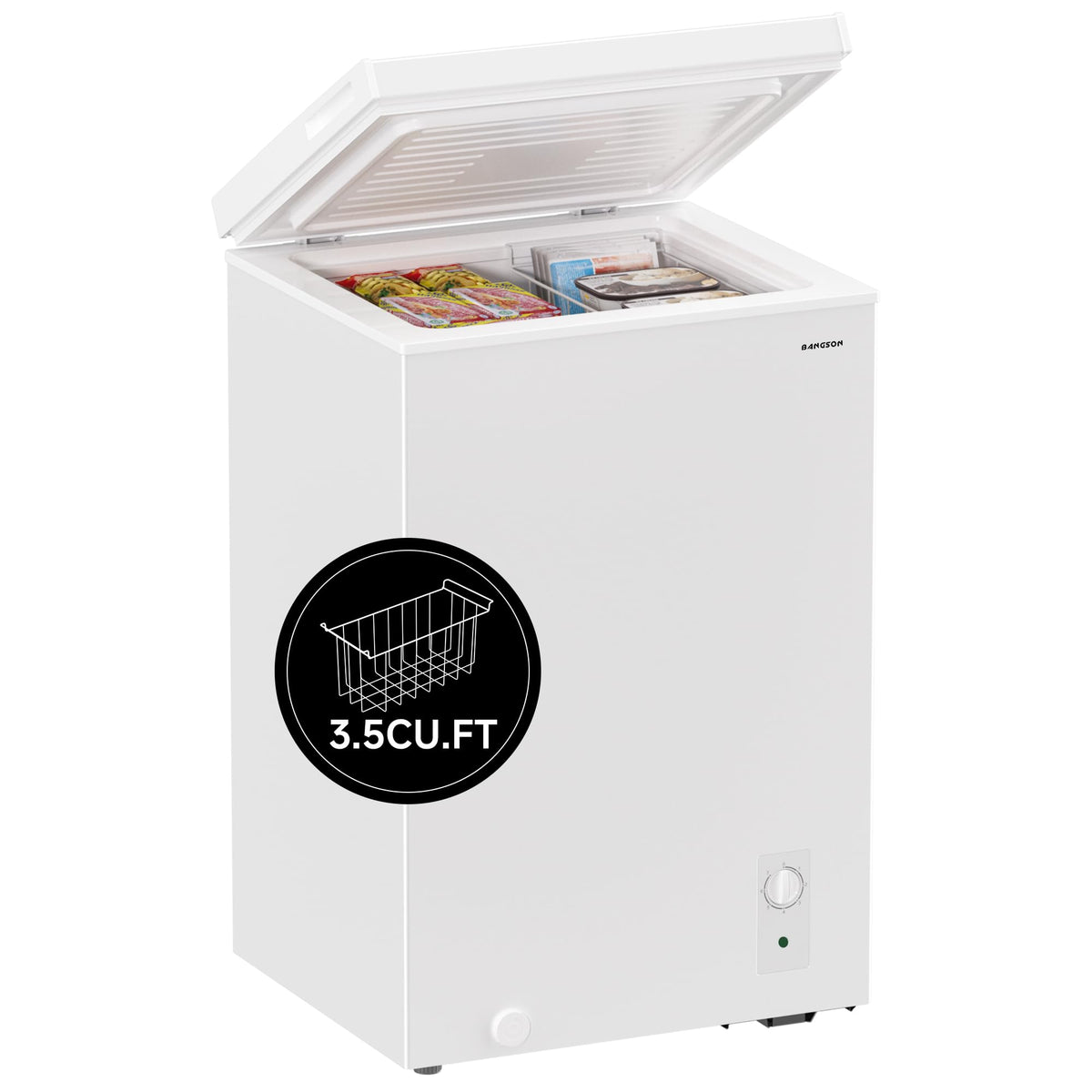 BANGSON Chest Freezer,3.5 Cu.Ft Freezer With Removable Basket,Adjustable Temperature Deep Freezer for Home/Dorms/Apartment/Office