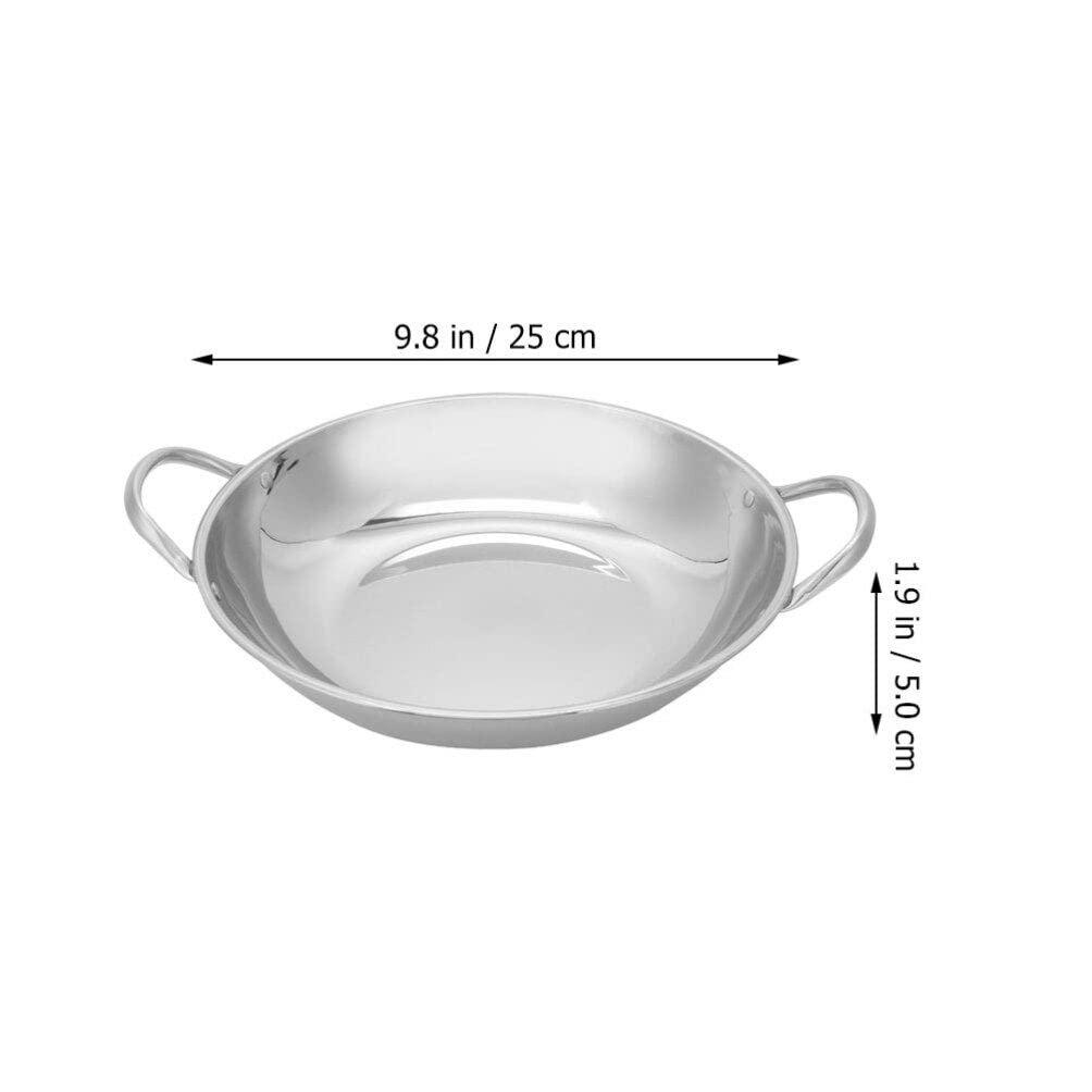 BESTonZON Skillet Pan Stainless Steel Paella Pan, Restaurant Pans for Cooking, Ideal for Outdoors, Camping, Parties, 26cm