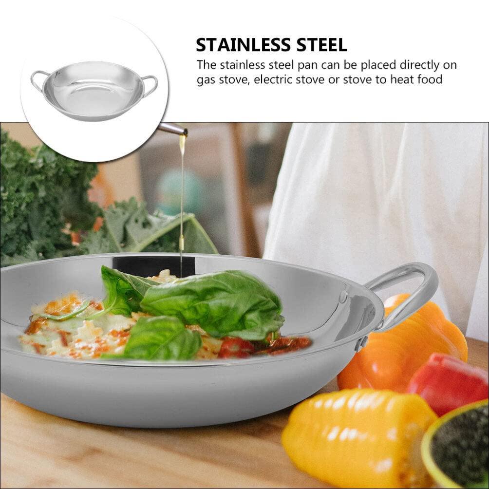 BESTonZON Skillet Pan Stainless Steel Paella Pan, Restaurant Pans for Cooking, Ideal for Outdoors, Camping, Parties, 26cm