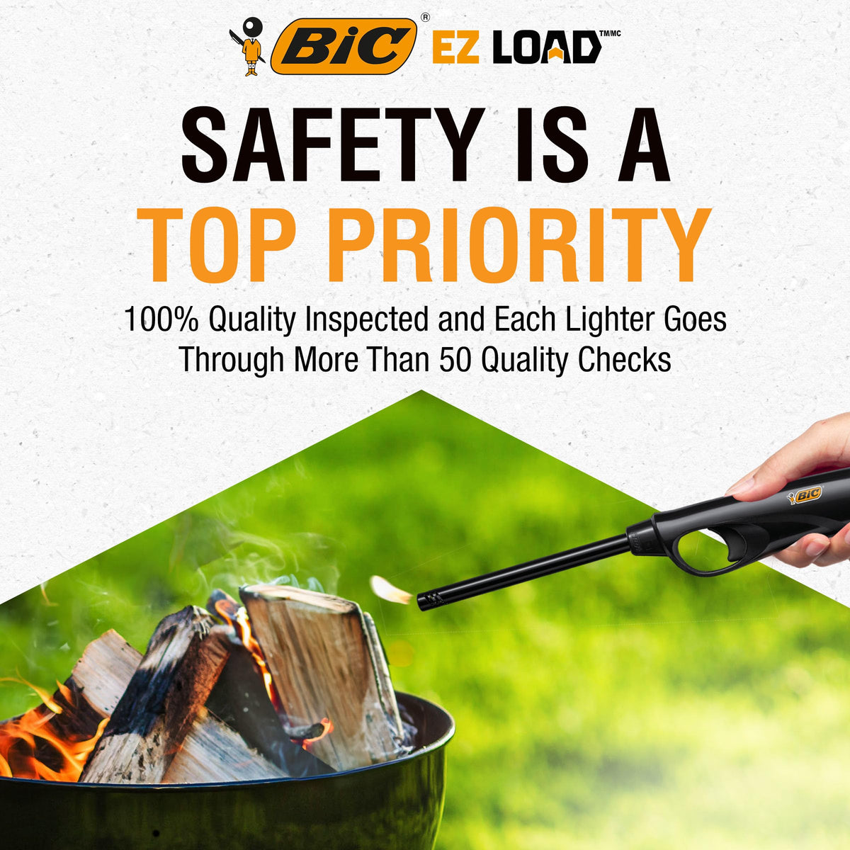 BIC EZ Load Lighter, Reloadable Multi Purpose Lighter, Great to Use Camping, Grilling and for Fireplaces, Pack with 2 EZ Load Long Shells and 2 BIC Maxi Pocket Lighters