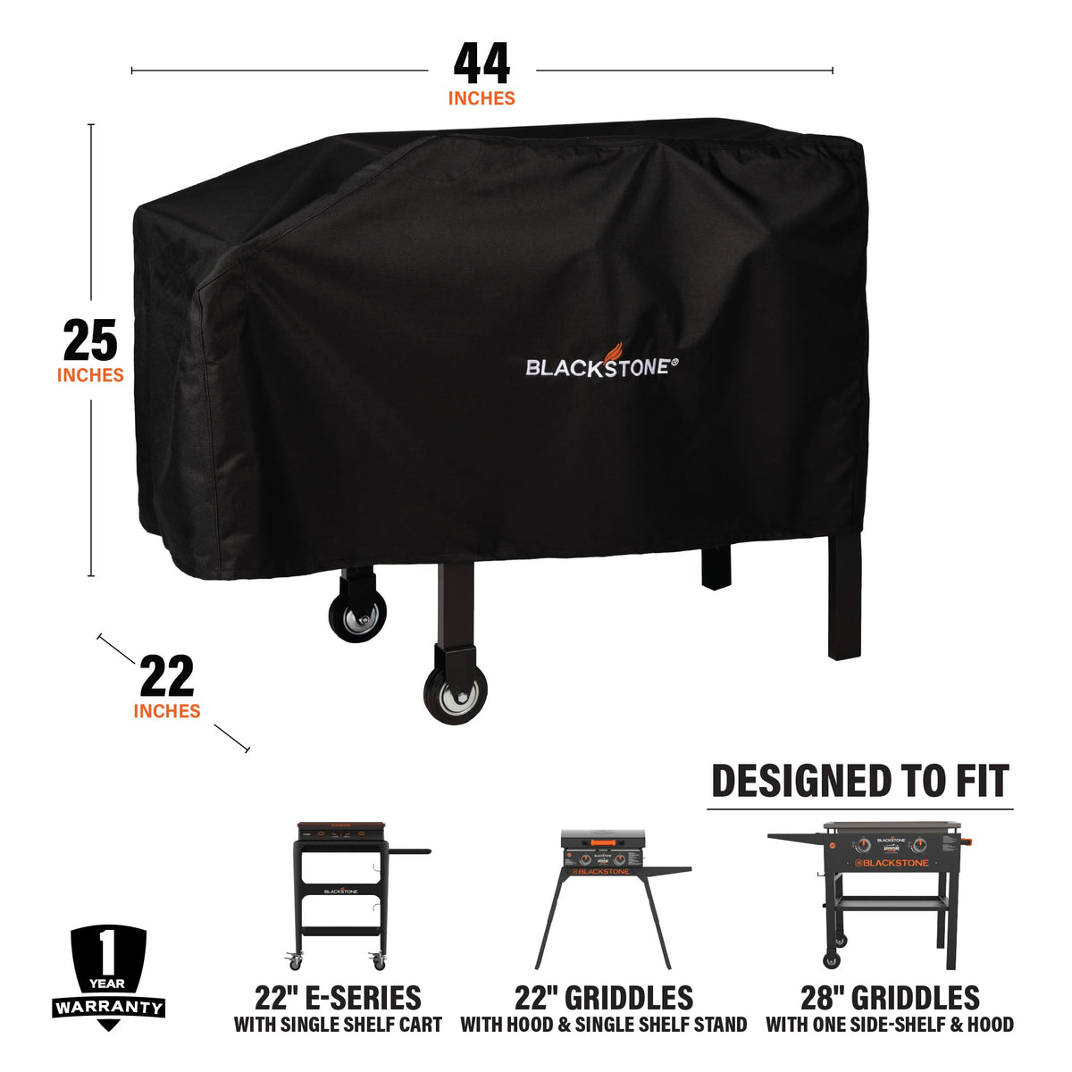 Blackstone 1529 22” and 28” Single Shelf Griddle Cover, 600D Polyester, Black