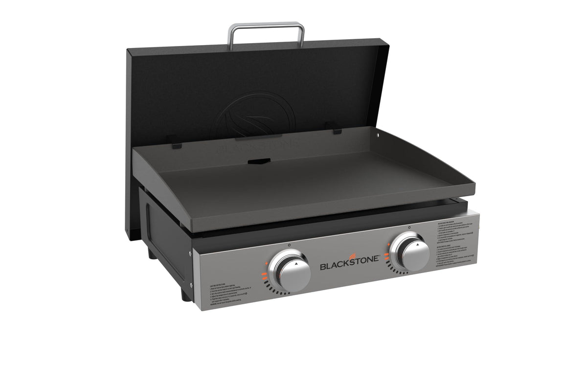 Blackstone Tabletop Griddle, 1666, Heavy Duty Flat Top Griddle Grill Station for Camping, Camp, Outdoor, Tailgating, Tabletop – Stainless Steel Griddle with Knobs & Ignition, Black, 22 inch