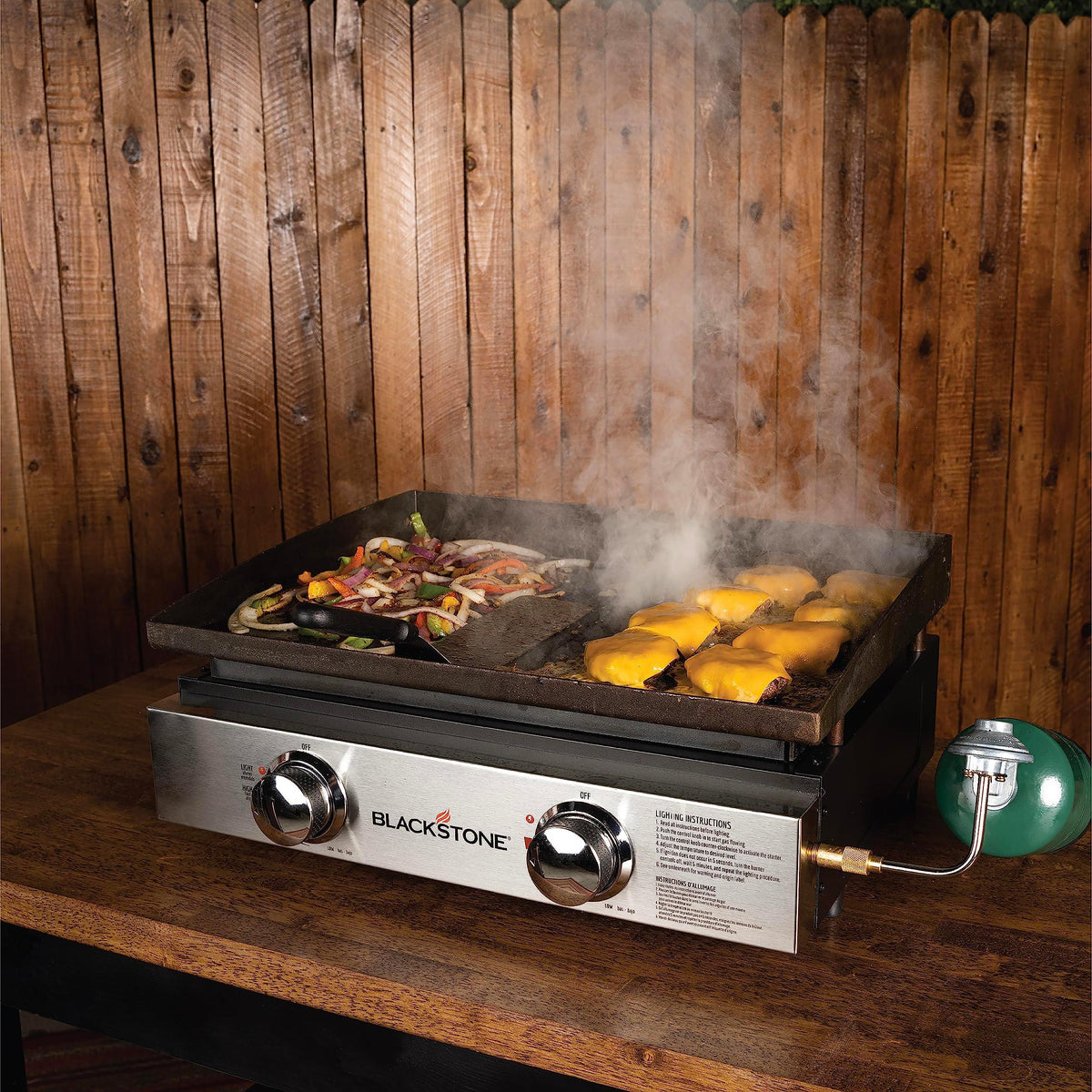 Blackstone Tabletop Griddle, 1666, Heavy Duty Flat Top Griddle Grill Station for Camping, Camp, Outdoor, Tailgating, Tabletop – Stainless Steel Griddle with Knobs & Ignition, Black, 22 inch