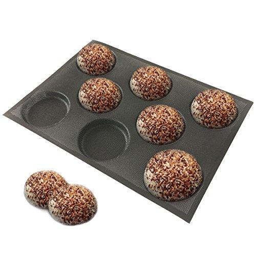 Bluedrop Silicone Hamburger Bread Forms Perforated Bakery Molds Non Stick Baking Sheets Fit Half Pan Size