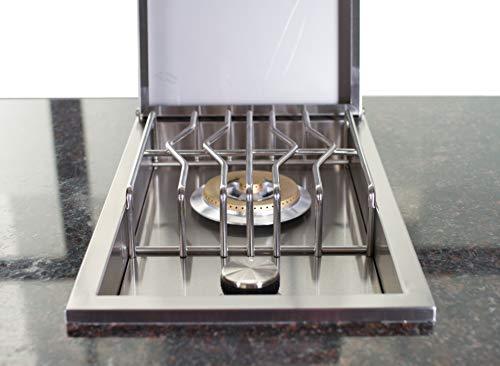 Bonfire Outdoor Kitchen Drop-In Single Side Burner with Lid for Outdoor BBQ Island, with Conversion Kit, 304 Stainless Steel, CBASSB