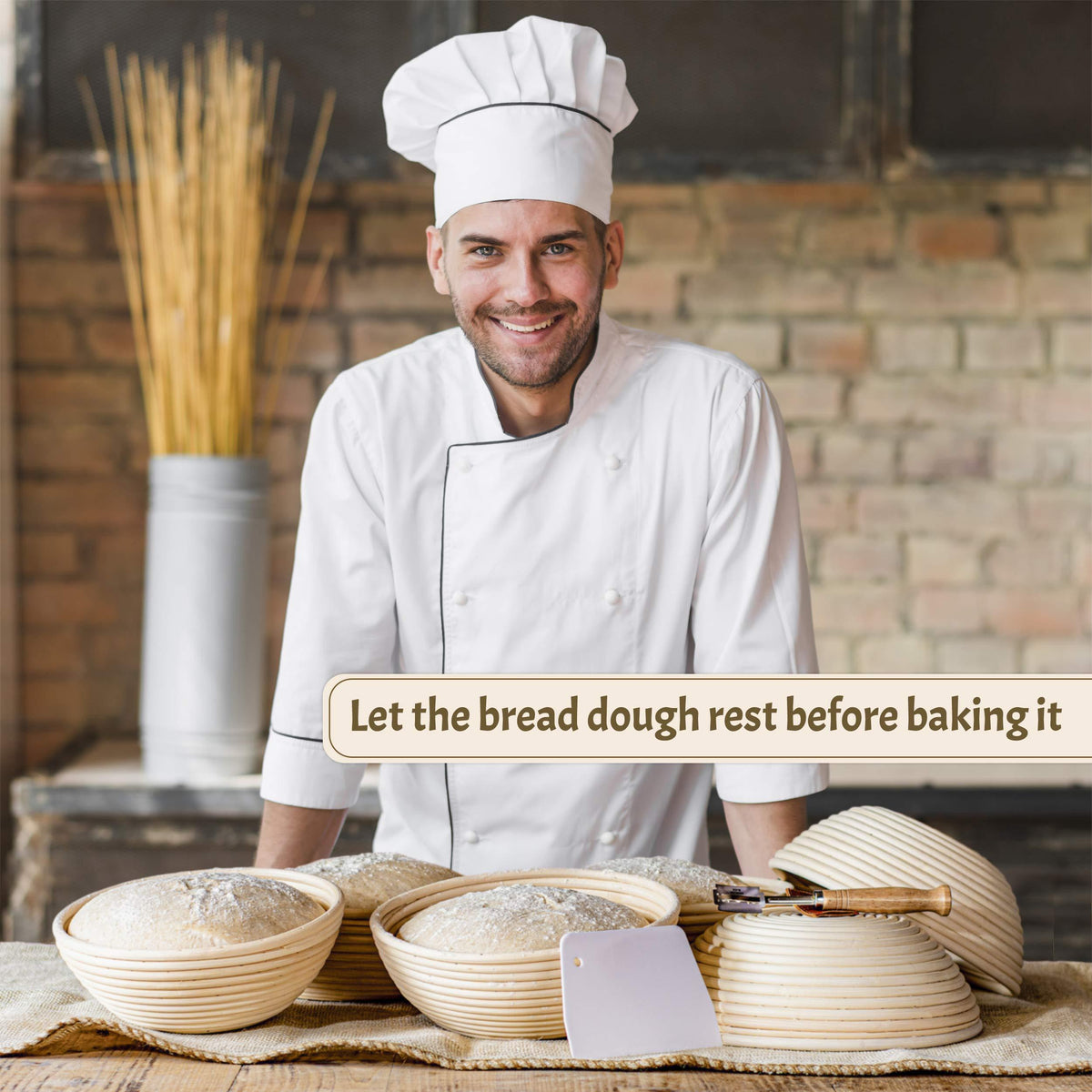 Bread Banneton Proofing Basket, Round 9" Set of 2, Sourdough Bread Baking Supplies Starter Kit, Bread Making Tools, Bread Basket Gift Set, by Criss Elite