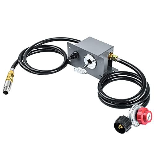 briidea Propane Fire Pit Hose Kit, All-in-One Fire Pit Ignition Kit Includes Air Mixer Valve, Key Valve, Propane Regulator with 4ft Hose, PVC Hose