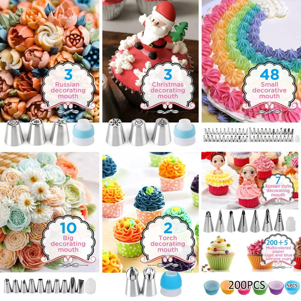 Cake Decorating Kit,635 Pcs Decorating Supplies With 3 Springform Pan Sets Icing Nozzles Rotating Turntable Cake Topper Piping Bags Carrier Holder,Cake Baking Set Tools