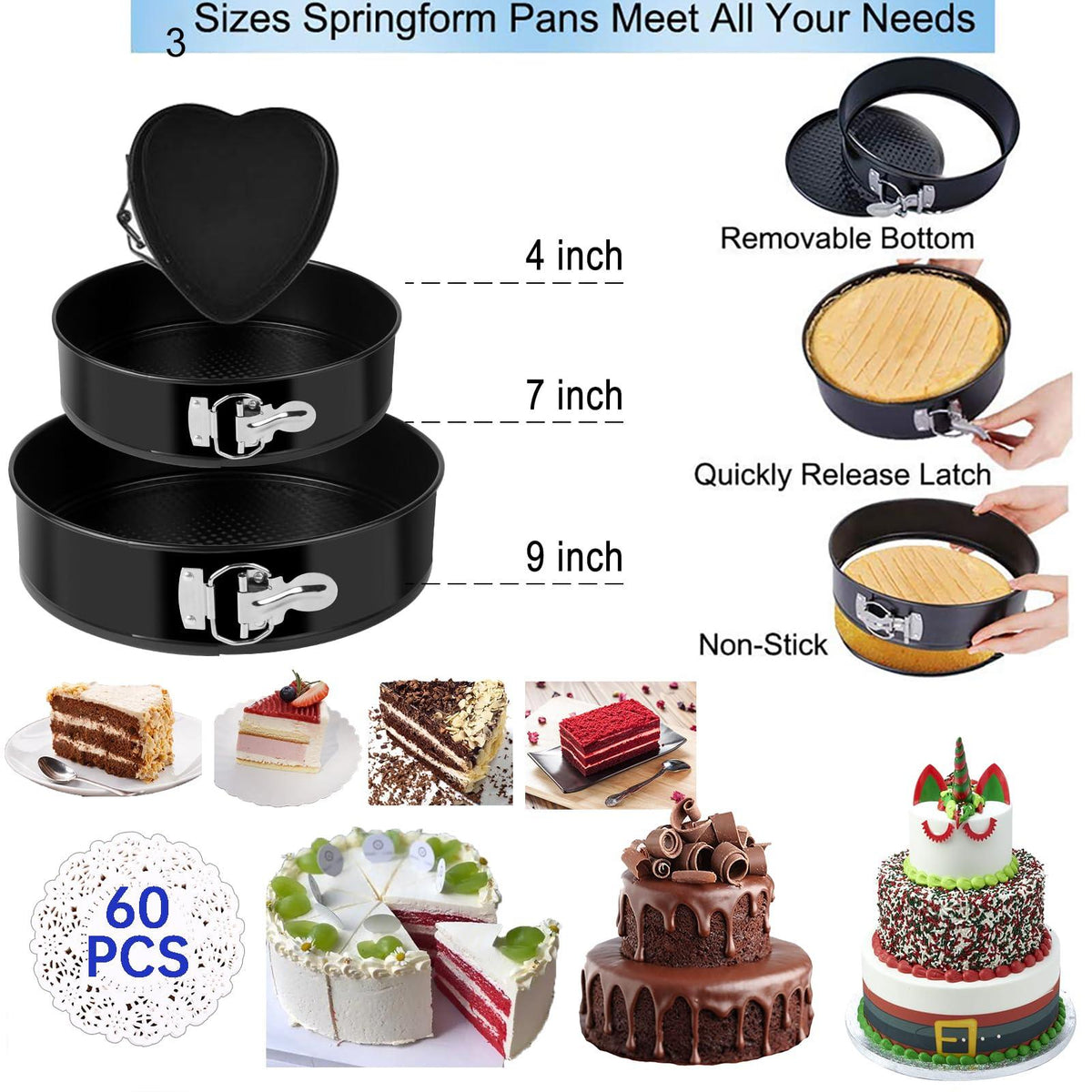 Cake Decorating Kits 567 PCS Baking Set with Springform Pans Set, Rotating Turntable, Decorating Tools, Cake Baking Supplies for Beginners and Cake Lovers