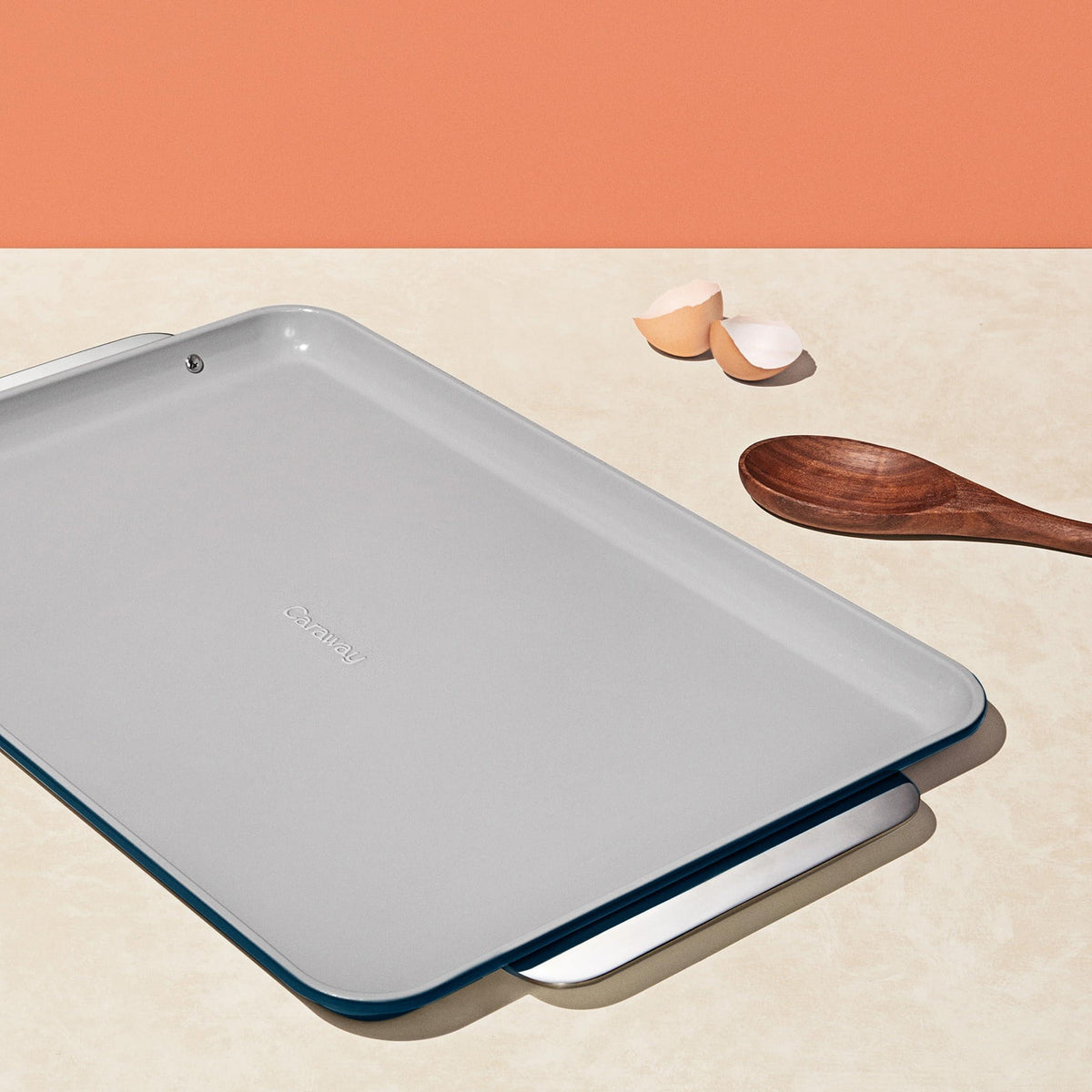 Caraway Non-Stick Ceramic Baking Sheet - Naturally Slick Ceramic Coating - Non-Toxic, PTFE & PFOA Free - Perfect for Baking, Roasting, and More - Large - Navy