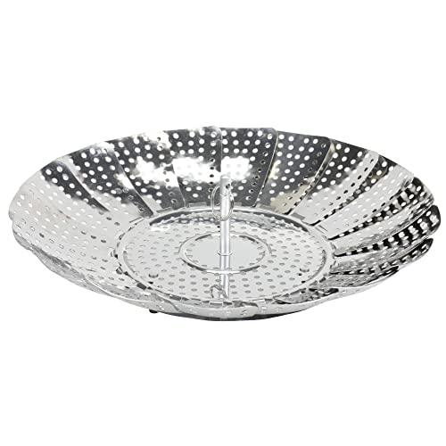 Chef Craft Classic Steamer Basket, 6 inch Diameter 9.5 inch Expanded, Stainless Steel