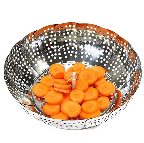 Chef Craft Classic Steamer Basket, 6 inch Diameter 9.5 inch Expanded, Stainless Steel