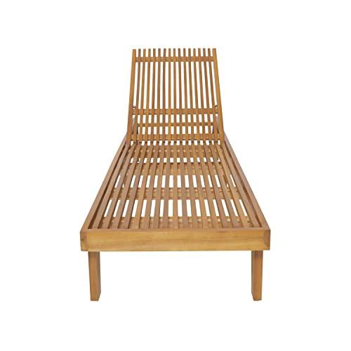 Christopher Knight Home Addisyn Outdoor Wooden Chaise Lounge, Teak Finish