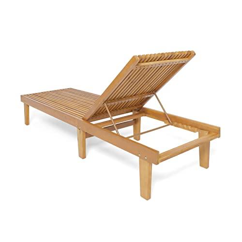 Christopher Knight Home Addisyn Outdoor Wooden Chaise Lounge, Teak Finish