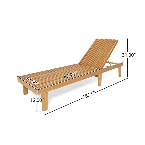 Christopher Knight Home Addisyn Outdoor Wooden Chaise Lounge, Teak Finish