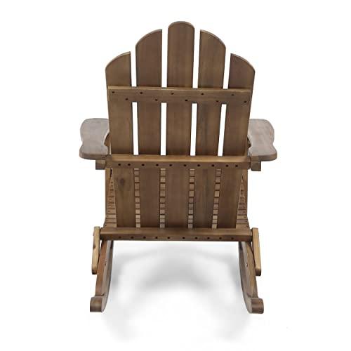 Christopher Knight Home Cara Outdoor Adirondack Acacia Wood Rocking Chair, Dark Brown Finish