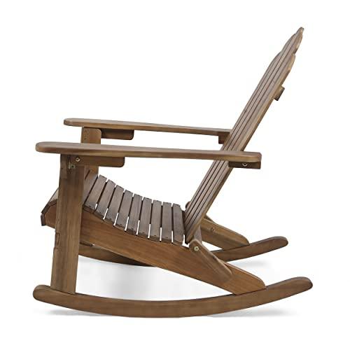 Christopher Knight Home Cara Outdoor Adirondack Acacia Wood Rocking Chair, Dark Brown Finish
