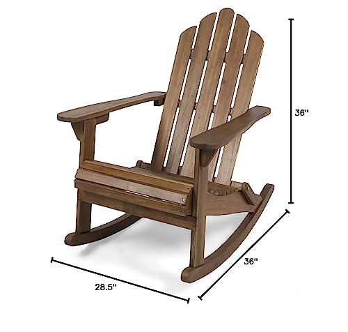 Christopher Knight Home Cara Outdoor Adirondack Acacia Wood Rocking Chair, Dark Brown Finish