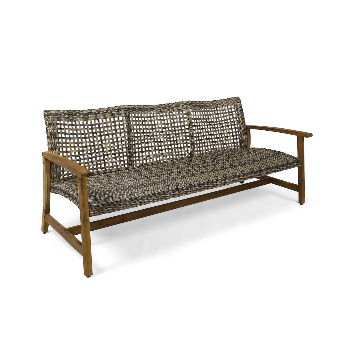 Christopher Knight Home Marcia Outdoor Wood Sofa, Wicker, 75.50 x 31.00 x 31.50, Gray, Natural Stained Finish