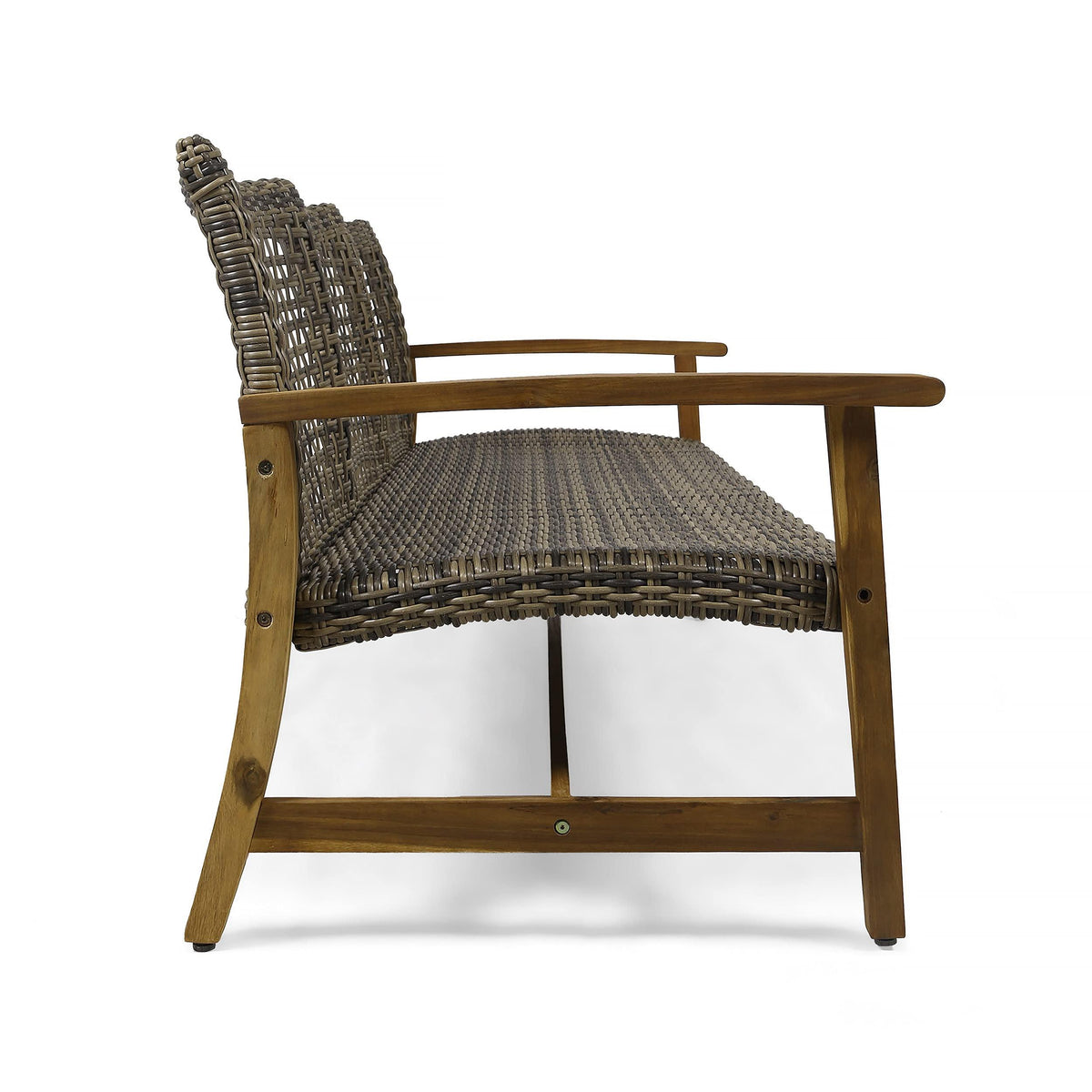 Christopher Knight Home Marcia Outdoor Wood Sofa, Wicker, 75.50 x 31.00 x 31.50, Gray, Natural Stained Finish