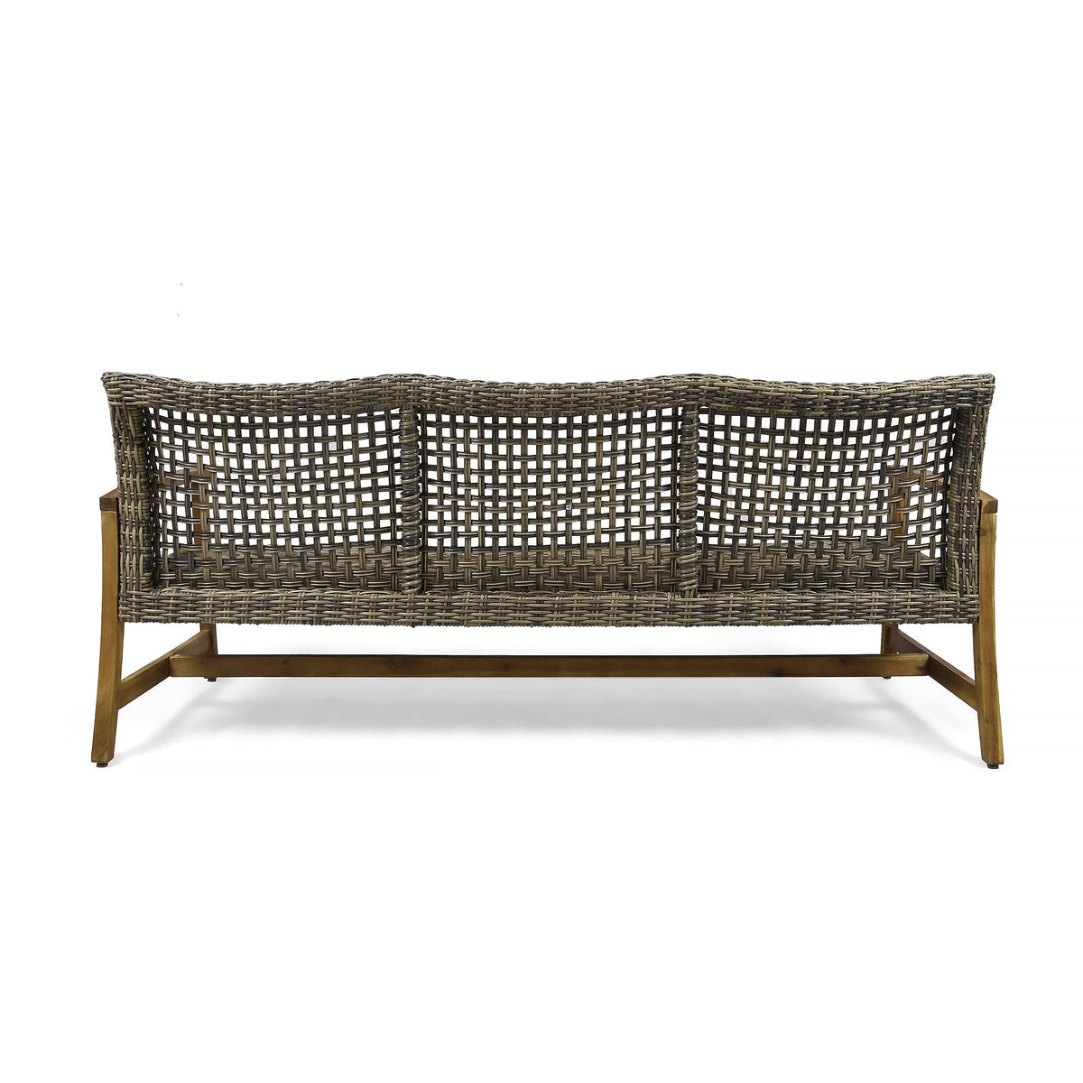 Christopher Knight Home Marcia Outdoor Wood Sofa, Wicker, 75.50 x 31.00 x 31.50, Gray, Natural Stained Finish