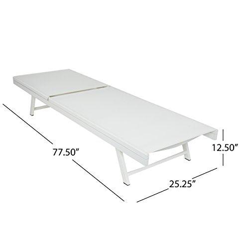 Christopher Knight Home Salton Outdoor Aluminum and Mesh Chaise Lounge Set, 2-Pcs Set, White / White