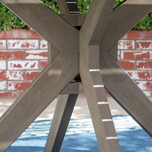 Christopher Knight Home Stanford Outdoor Round Acacia Wood Dining Table with X Base, Gray Finish