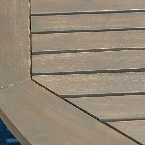 Christopher Knight Home Stanford Outdoor Round Acacia Wood Dining Table with X Base, Gray Finish