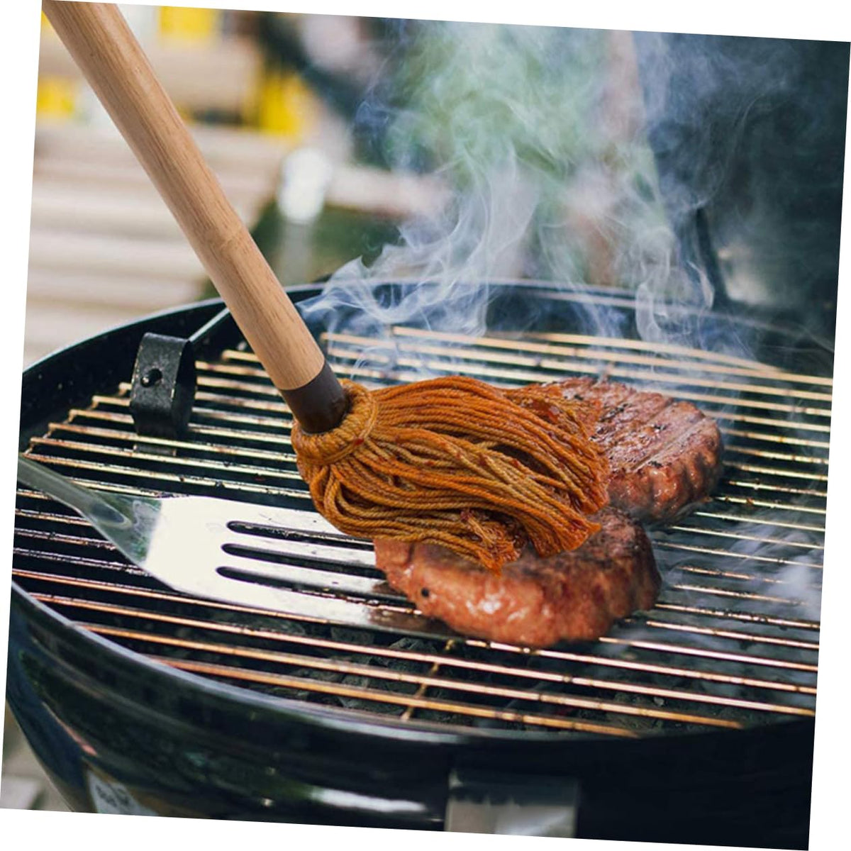 CIYODO Bbq Basting Mop Set 3 Piece Cotton Grill Brush for Bbq Sauce Oil Brush Basting Mop for Grilling