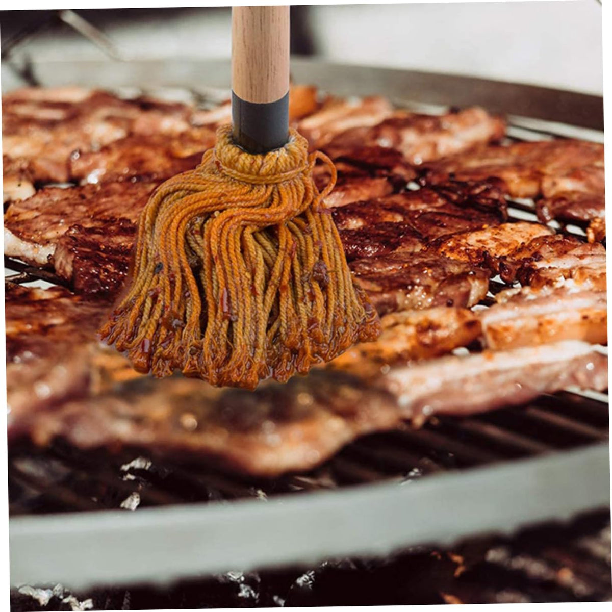CIYODO Bbq Basting Mop Set 3 Piece Cotton Grill Brush for Bbq Sauce Oil Brush Basting Mop for Grilling