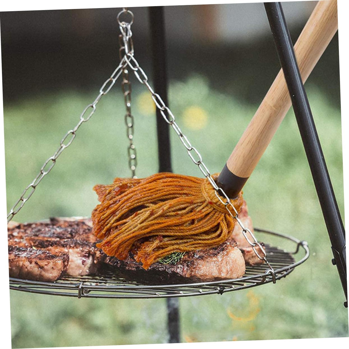 CIYODO Bbq Basting Mop Set 3 Piece Cotton Grill Brush for Bbq Sauce Oil Brush Basting Mop for Grilling
