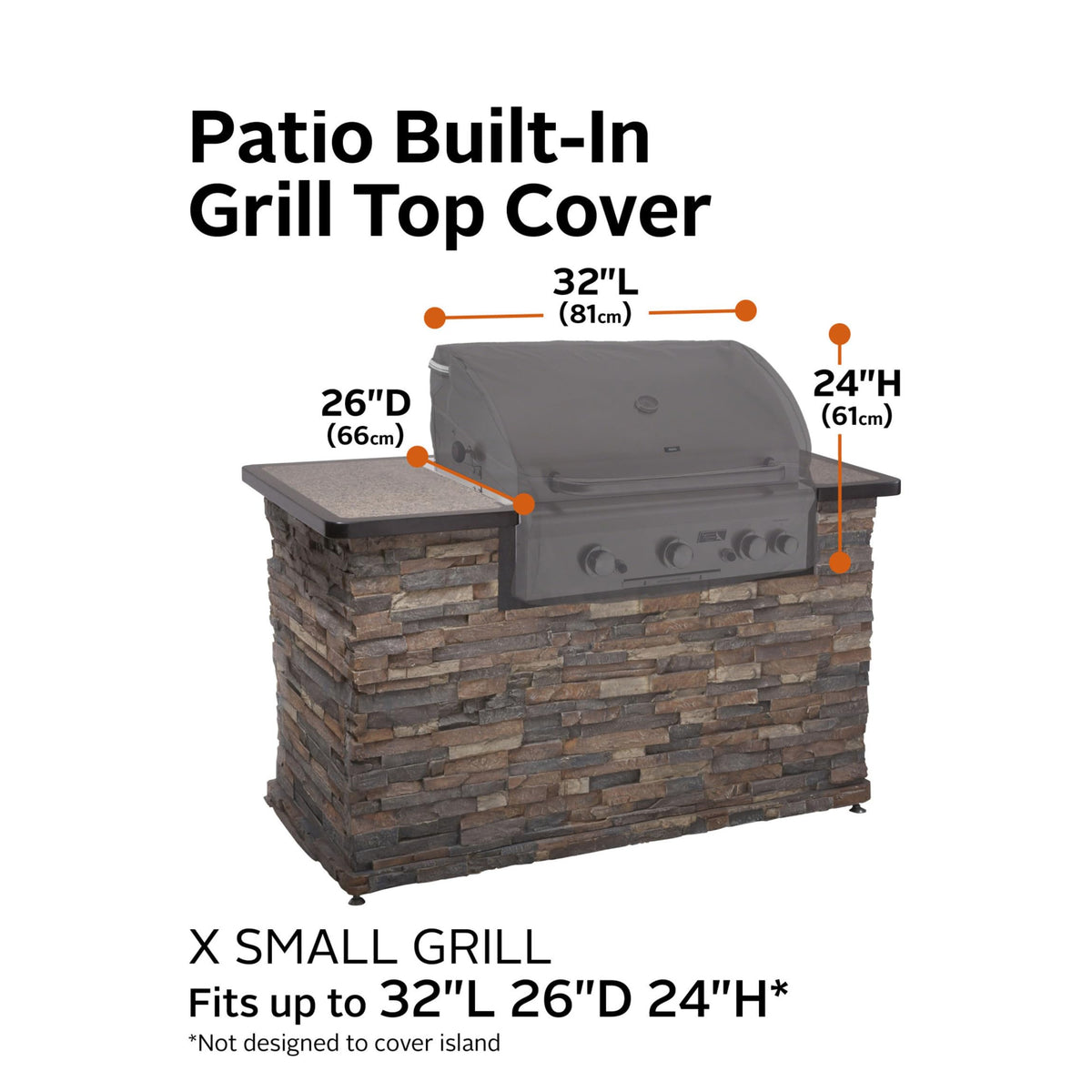 Classic Accessories Ravenna Water-Resistant 32 Inch Built-In BBQ Grill Top Cover, Taupe, Grill Cover, Grill Cover for Outdoor Grill, BBQ Cover