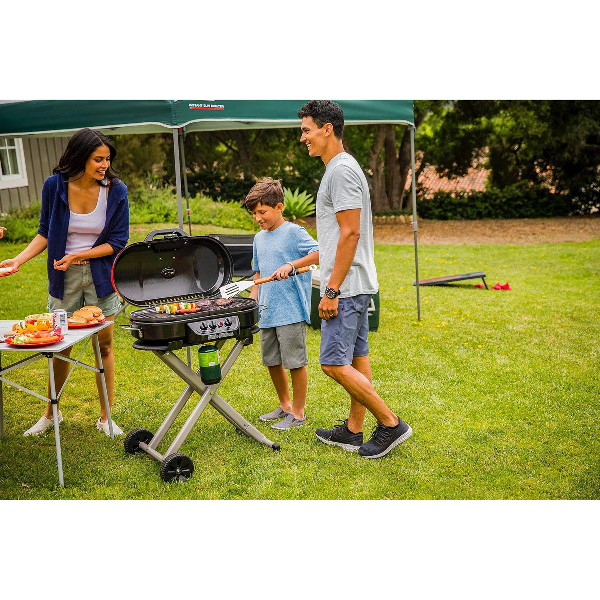 Coleman Roadtrip 285 Portable Stand-Up Propane Grill, Gas Grill with 3 Adjustable Burners & Instastart Push-Button Ignition; Great for Camping, Tailgating, BBQ, Parties, Backyard, Patio & More