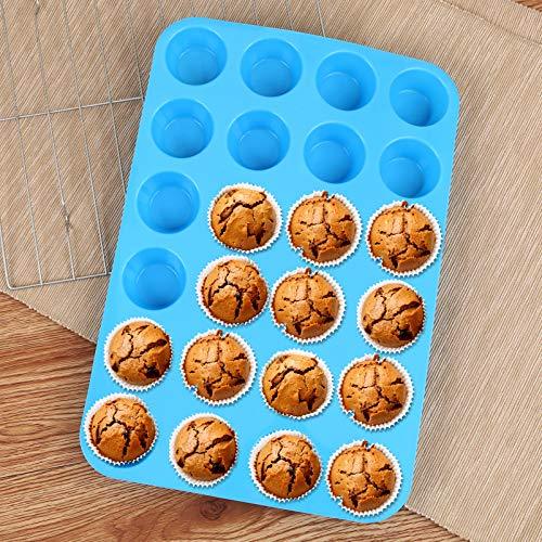 Cozihom Silicone Muffin Pan, Cupcake Pan, 24 Cups, Food Grade Egg Muffin Baking Silicone Molds, Non-stick, 3 Pcs