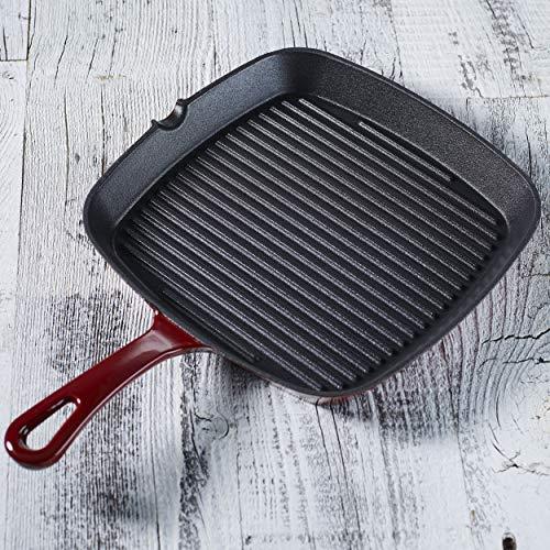 Cuisinart CI30-23CR Chef's Classic Enameled Cast Iron 9-1/4-Inch Square Grill Pan, Cardinal Red