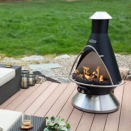 Cuisinart COH-600 Chimenea Propane Fire Pit, Patio Heater with Tip-Over Safety Switch, 8 lbs. Lava Rocks Included, 31" x 31" x 48"