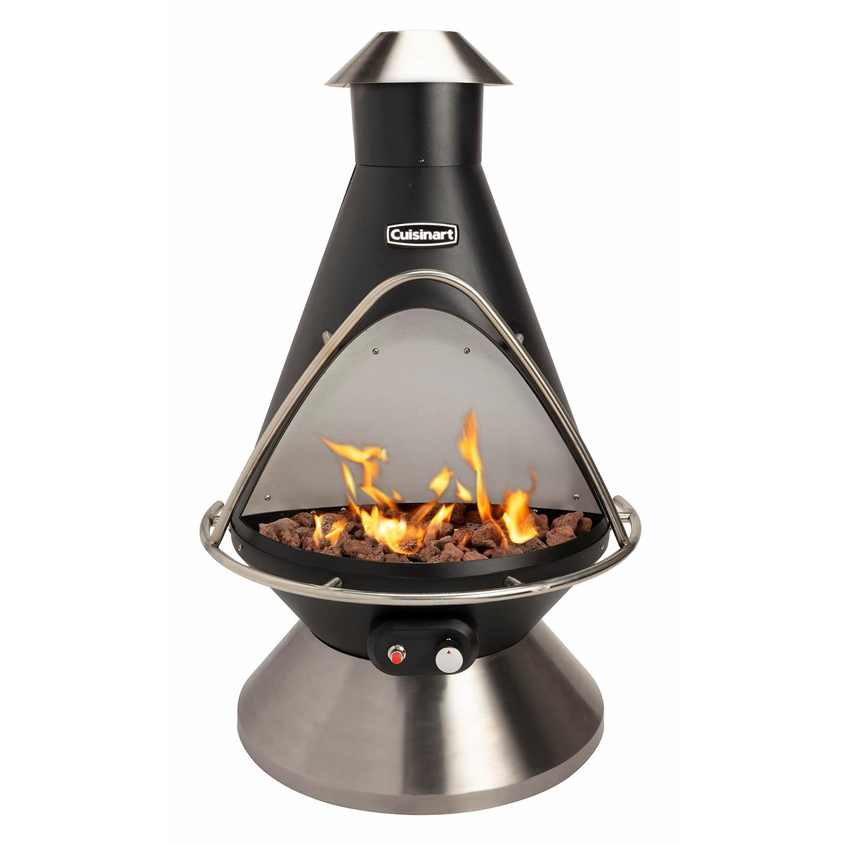 Cuisinart COH-600 Chimenea Propane Fire Pit, Patio Heater with Tip-Over Safety Switch, 8 lbs. Lava Rocks Included, 31" x 31" x 48"