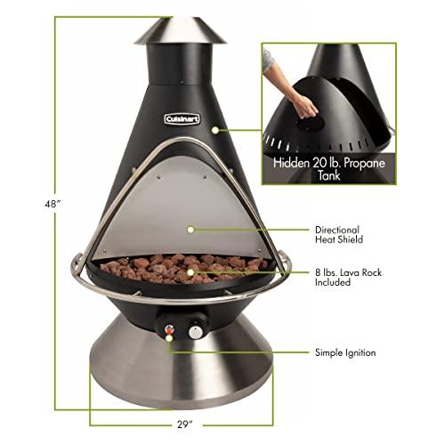Cuisinart COH-600 Chimenea Propane Fire Pit, Patio Heater with Tip-Over Safety Switch, 8 lbs. Lava Rocks Included, 31" x 31" x 48"