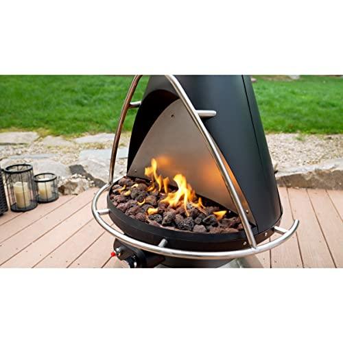 Cuisinart COH-600 Chimenea Propane Fire Pit, Patio Heater with Tip-Over Safety Switch, 8 lbs. Lava Rocks Included, 31" x 31" x 48"